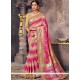 Art Silk Beige And Hot Pink Traditional Designer Saree