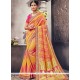 Rose Pink And Yellow Weaving Work Traditional Designer Saree