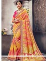 Rose Pink And Yellow Weaving Work Traditional Designer Saree