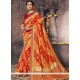Art Silk Orange And Red Traditional Saree
