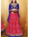 Blue And Red Net Anarkali Suit