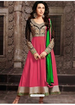 Karishma Kapoor Pink Georgette Anarkali Suit