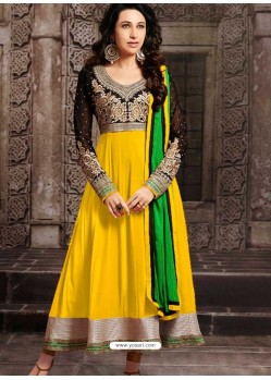 Karishma Kapoor Yellow Georgette Anarkali Suit