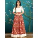 Maroon And White Art Silk Embroidered Work Readymade Gown