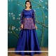 Embroidered Tafeta Silk Readymade Gown In Blue