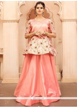 Tafeta Silk Embroidered Work Readymade Gown