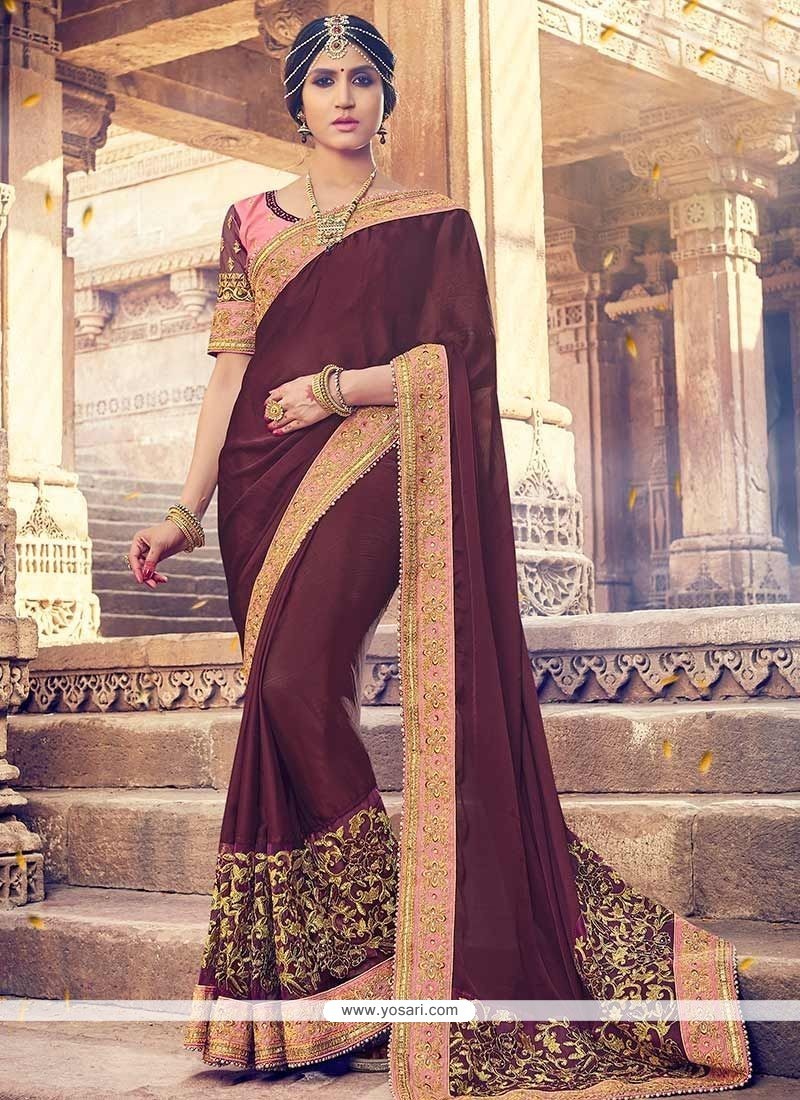 Faux Georgette Embroidered Work Saree