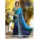 Blue Faux Georgette Shaded Saree