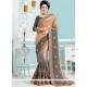 Crepe Silk Grey And Peach Embroidered Work Shaded Saree