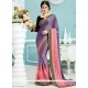 Pink And Purple Embroidered Work Crepe Silk Shaded Saree