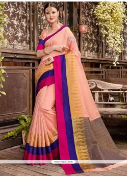 Banarasi Silk Peach Designer Traditional Saree