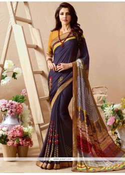 Print Faux Georgette Casual Saree In Multi Colour