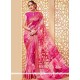 Faux Georgette Hot Pink Printed Saree