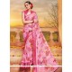 Faux Georgette Pink Printed Saree