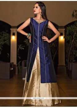 Tafeta Silk Navy Blue Lehenga Choli