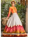 Orange Print Work Lehenga Choli