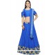 Art Silk Blue Print Work Lehenga Choli