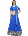 Art Silk Blue Print Work Lehenga Choli