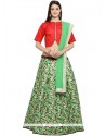 Art Silk Green And Red Lehenga Choli