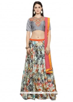 Art Silk Print Work Lehenga Choli