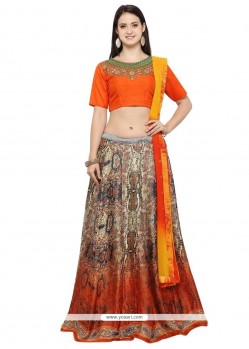 Multi Colour Lace Work Art Silk Lehenga Choli