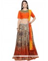 Multi Colour Lace Work Art Silk Lehenga Choli