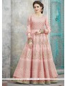 Art Silk Pink Resham Work Floor Length Anarkali Suit