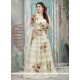 Resham Work Net White Floor Length Anarkali Suit