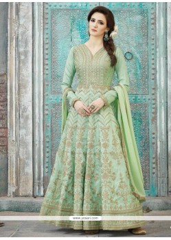 Art Silk Green Floor Length Anarkali Suit