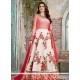 Embroidered Work Red And White Art Silk Floor Length Anarkali Suit