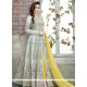 Art Silk Grey And Yellow Floor Length Anarkali Suit