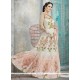 Resham Work Net Off White And Salmon Floor Length Anarkali Suit