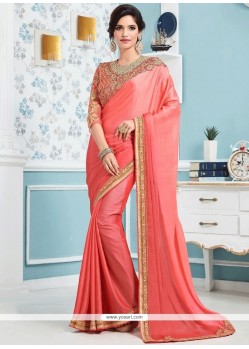 Art Silk Rose Pink Designer Traditional Saree