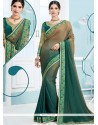 Sea Green Embroidered Work Shaded Saree