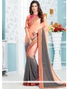 Grey And Pink Embroidered Work Art Silk Shaded Saree