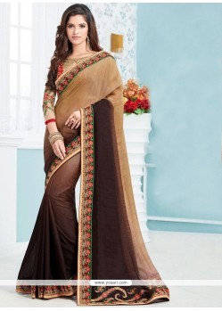 Art Silk Patch Border Work Shaded Saree