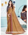 Art Silk Brown Embroidered Work Designer Traditional Saree