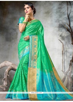 Sea Green Art Silk Designer Traditional Saree