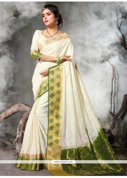 Art Silk Off White Traditional Saree