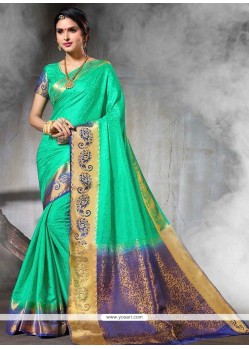 Sea Green Weaving Work Designer Traditional Saree