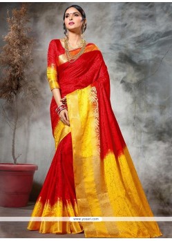 Red Weaving Work Traditional Designer Saree