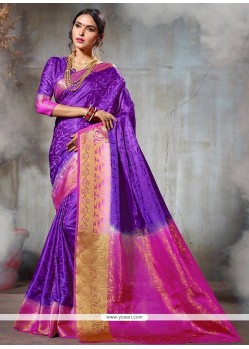 Purple Weaving Work Art Silk Designer Traditional Saree