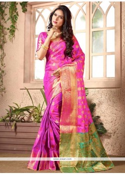 Art Silk Hot Pink Traditional Designer Saree