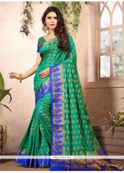 Art Silk Sea Green Traditional Designer Saree