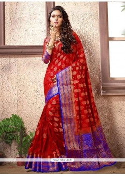 Art Silk Red Traditional Saree