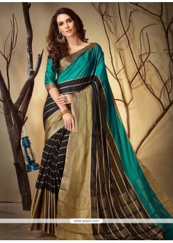 Woven Cotton Silk Casual Saree In Black