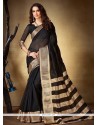 Cotton Silk Black Woven Work Casual Saree