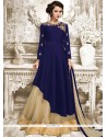 Blue Lace Work Long Choli Lehenga