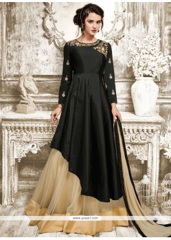 Net Black Long Choli Lehenga