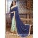 Blue And Navy Blue Half N Half Saree